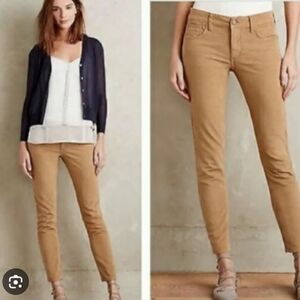 Pilcro Women's Khaki Mid Rise Slim Leg Open Pants Jeans Cotton Stretch 30.